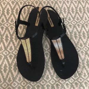 Ipanema Gold and Black Sandals